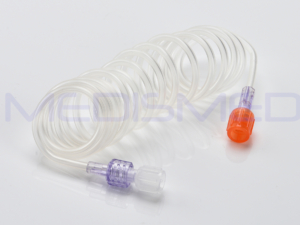1500mm 350psi Single-use Low Pressure PVC Coiled Tubing with Luer Lock for CT Injection
