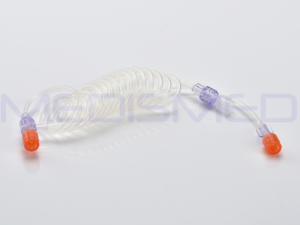 Disposable 60 Inch CT Coiled Patient Tubing with T Connector with One Check Valve
