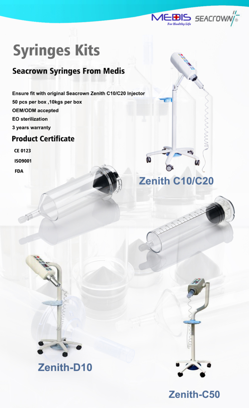 100ml CT Contrast Medium Syringes for Seacrown Zenith-C10 Radiology Injectors