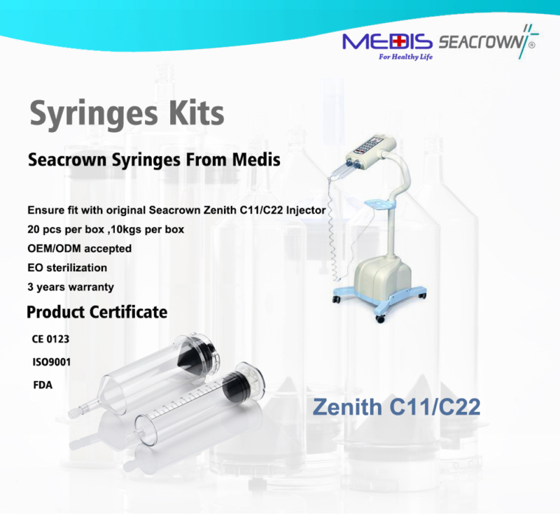 200ml/200ml Single-use Syringes for Shenzhen Seacrown Zenith-C22 CT Contrast-Enhanced Injectors