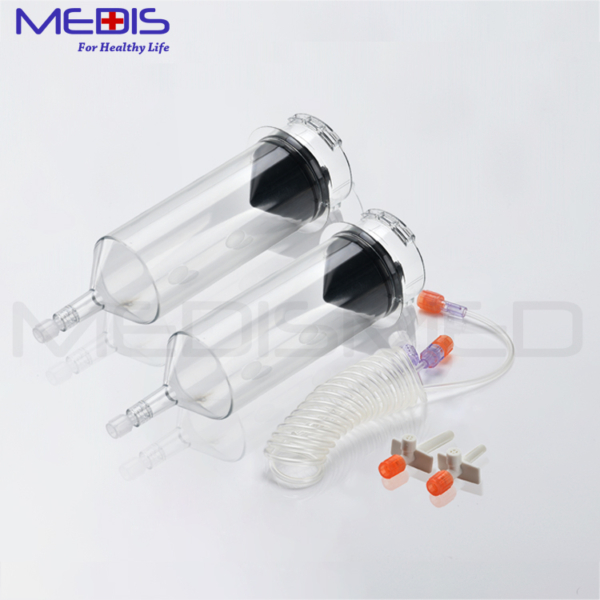 SINO 200ML/200ML DUAL HEAD INJECTOR SYIRNGE WITH SPIKES