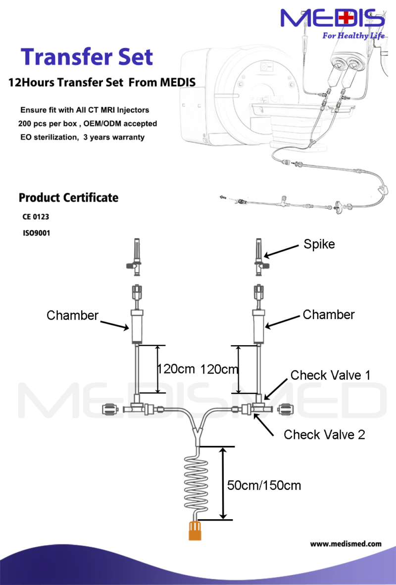 12 Hours CT MRI Contrast Media Injectors Transfer Set with Dual Head