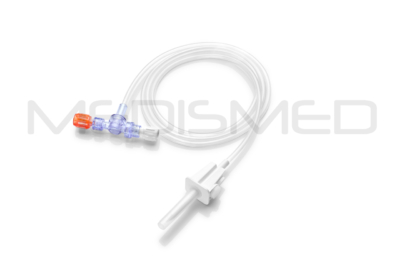Transfer set with Dual valve connector and new long spike