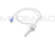transfer set with clave swabable valve and spike with ball check